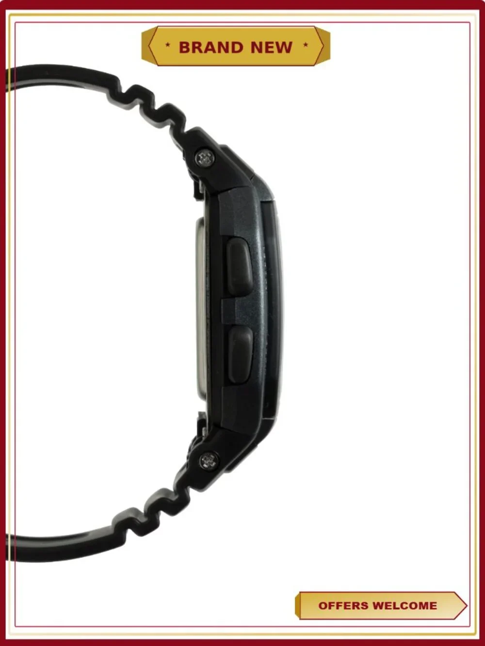 Men's Digital Sport Watch with 10 Year Battery, Black Silicone Band